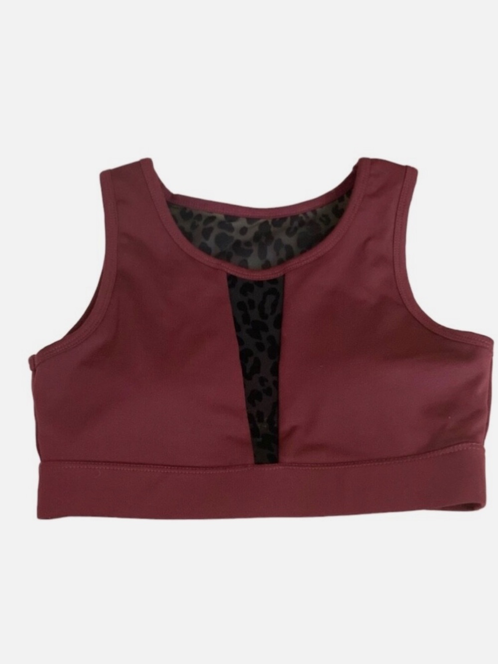 Jessica Simpson TheWarmUp | Tawny Port Leopard Mesh Insert Sports Bra 
Size M